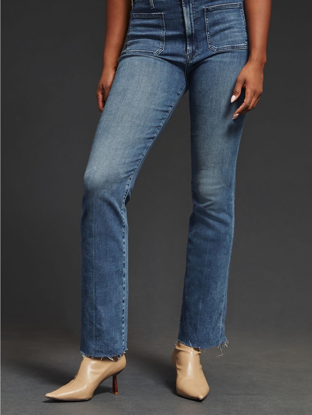 MOTHER High Rise Wide Leg Jeans in Medium Blue Wash - Picture 5 of 9